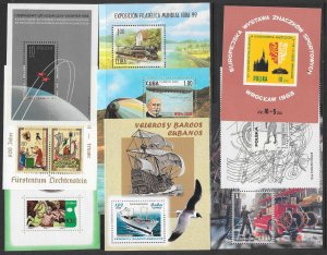 WORLDWIDE (157) Souvenir Sheets Mostly MNH Very Few CTO or Litely Hinged