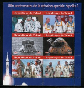 CHAD 2022 55th ANNIVERSARY OF APOLLO 1  SHEET MINT NEVER HINGED