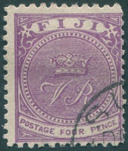 Fiji 1896 4d bright purple Perf 11x11¾ SG58a used