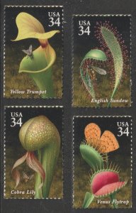 US 3528-3531 Carnivorous Plants 34c set 4 MNH 2001