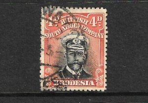 RHODESIA  1913 4d BLACK/ORANGE   FU P15  SG 216 