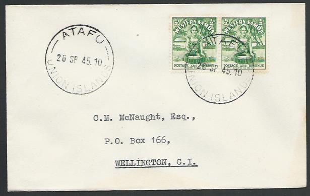 TOKELAU IS 1945 cover ATAFU / UNION ISLANDS cds,...................... ....11509