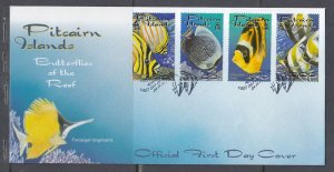 Pitcairn Is. Scott 543-6 FDC - Butterflies of the Reef