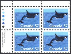 Canada Sc# 1173 MNH PB UL 1988 57¢ Killer Whale