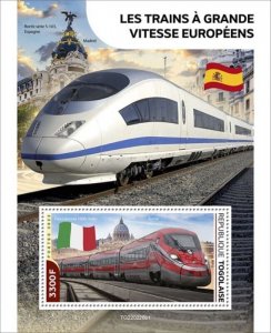 Togo - 2022 European Speed Trains - Stamp Souvenir Sheet - TG220226b1