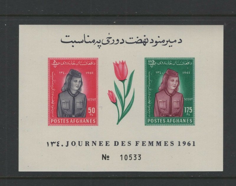 Afghanistan #511b  (1961 Girl Scout imperforate sheet) VFMNH  CV $5.00