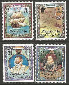 TRISTAN DA CUNHA SG283/6 1980 SIR FRANCIS DRAKE'S CIRCUMNAVIGATION MNH