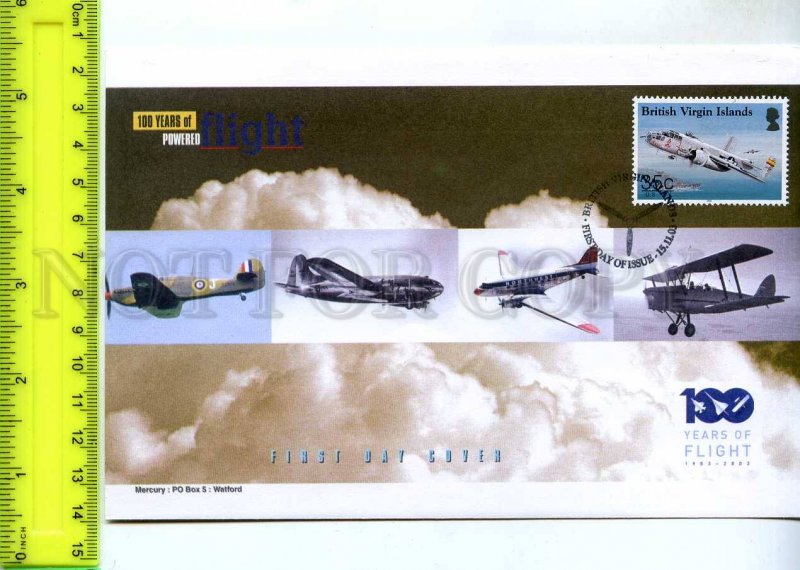 242096 BRITISH VIRGIN ISLANDS 100 years of FLIGHT PLANES 2003 year FDC