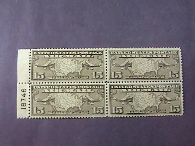 U.S.# C8-MINT/NEVER HINGED---BLOCK OF 4 WITH PLATE #---AIR-MAIL---1926