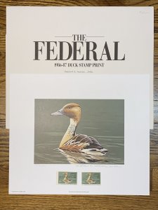 RW53 1986 Federal Duck Stamp Print & 2 Stamps Fulvous Duck *BURTON MOORE* #2117