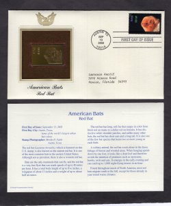 3661 Red Bat, FDC Gold Replica addressed