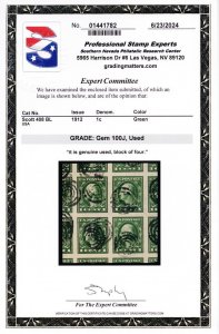 408, Used Block Superb GEM With Graded 100J JUMBO PSE Certificate - Stuart Katz