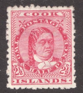 1893 Cook Islands Sc# 12 - Two & Half Pence, Queen Makea Takau - MHR Cv$55