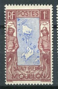 FRENCH COLONIES; ST.PIERRE MIQUEL. 1932 Pictorial issue Mint hinged 1c.