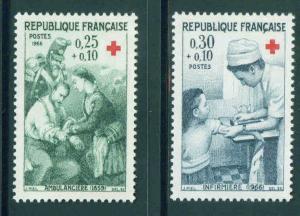 FRANCE Scott B402-3 MNH** 1966 Semi Postal red cross set