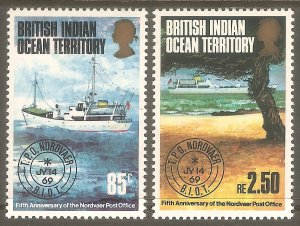 BRITISH INDIAN OCEAN TERR Sc# 57 - 58 MNH FVF Set2 Nordvaer Traveling P.O.