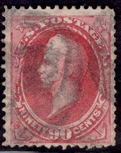 US Stamp #166 90c Rose Carmine Perry USED SCV $275.