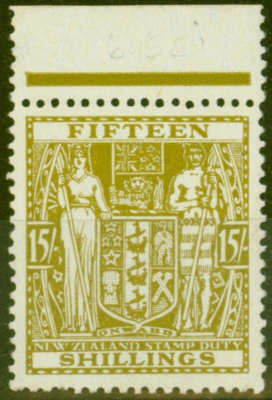 New Zealand 1950 15s Sage-Green SGF202w Wmk Inverted V.F MNH