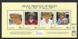 St Kitts  438     1998   strip 4  VF NH  Diana