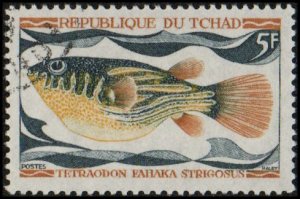 Chad 220 - Cto - 5fr Puffer Fish (1969) (cv $0.50) +