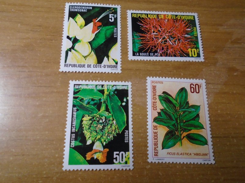 Ivory Coast  #  536-39  MNH  Flowers