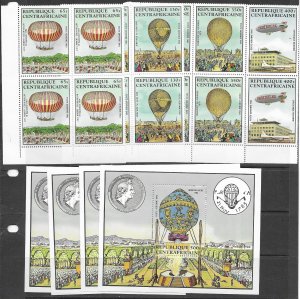 Central African Republic C282-6 MNH Hot Air Balloons Block 4, vf. 2022 CV $63.00