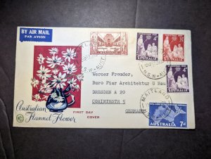 1953 Australia Airmail First Day Cover FDC Maitland NSW to Dresden Germany