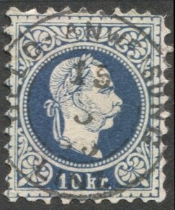 AUSTRIA 1875  Sc 37  10kr fine printing Used VF, LINZ Money Order cancel