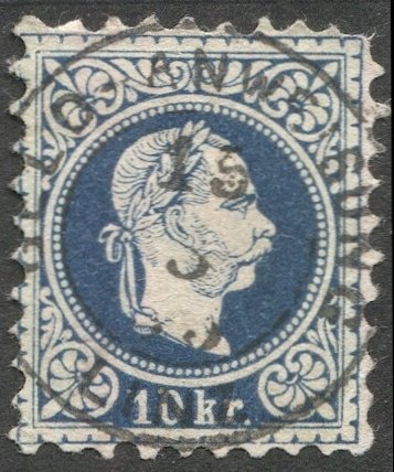 AUSTRIA 1875  Sc 37  10kr fine printing Used VF, LINZ Money Order cancel