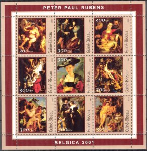 Guinea Bissau 2001 Art Paintings Peter Paul Rubens Sheet MNH