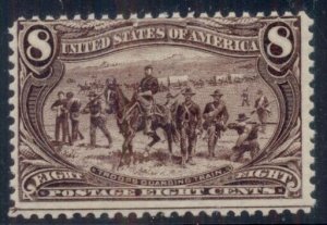 US #289 8¢ violet brown, fresh og, NH, rich color F/VF, Scott $425.00