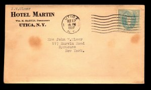 SC# 796 on 1937 Utica NY Hotel Cover - L18316