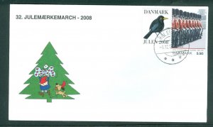 Denmark Cover. 2008. Santa.Dog. Helsing.“Christmas Seal Walk # 32 Sc# 1400. #04