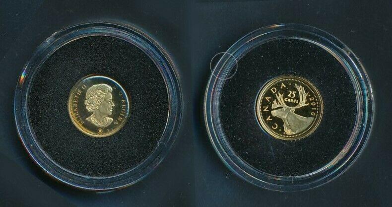 [99483] Canada 2010 25 Cents Caribou head Proof Gold 999 /  0,50 gram