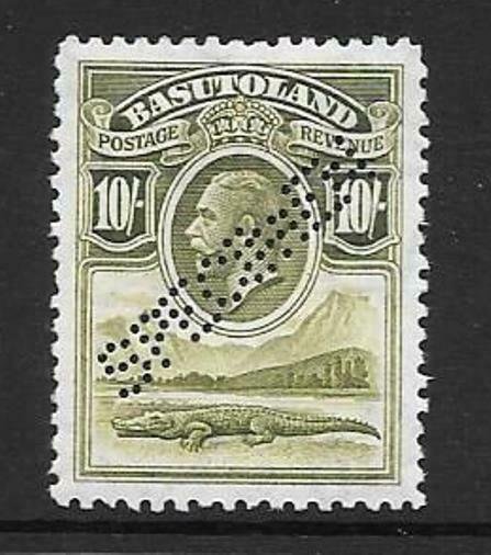 BASUTOLAND SG10s 1933 10/- OLIVE-GREEN SPECIMEN MTD MINT