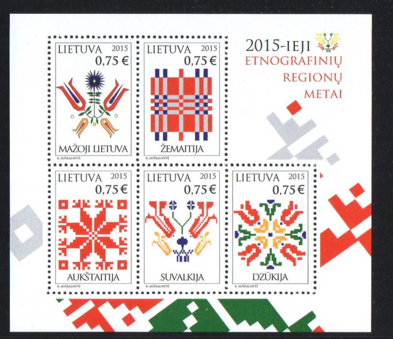 Lithuania Sc 1055 2015 Embroidery stamp sheet mint NH