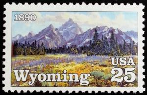 1990 25c Wyoming Statehood, 100th Anniversary Scott 2444 Mint F/VF NH