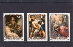 PENRHYN 1981 EASTER PAINTINGS SET OF 3 STAMPS MNH