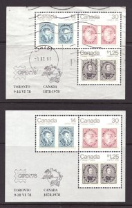 CAPEX '78 - #756a Souvenir Sheets MNH & Used - Canada Stamp on Stamp cv$9