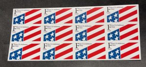 us 1990 29c F Plastic Stamp #2522a boolket pane of 12 mint