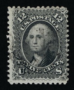 GENUINE SCOTT #69 USED 1861 BLACK NBNC 12¢ WASHINGTON VERY LIGHTLY CANCELLED