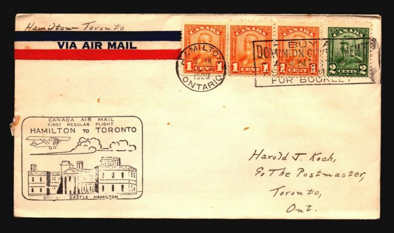 Canada 1929 FFC Hamilton to Toronto - Z17395