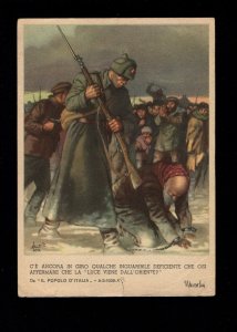 Italy WWII Mussolini Quote Brute Soviet Soldier Attack Civilians 1942 Postcard u
