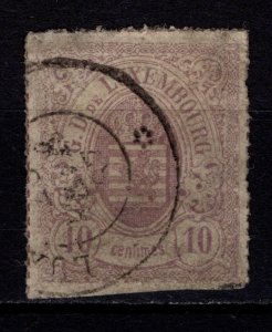 Luxembourg 1859 Crest Def. Roul., 10c purple [Used]