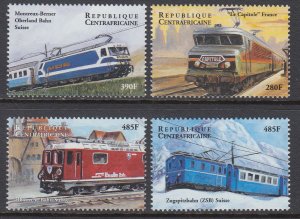 Central African Republic 1301-1304 Trains MNH VF