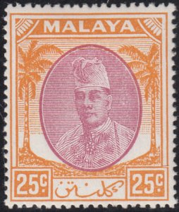 Malaya  Kelantan 1951 MH Sc 59 25c Sultan Ibrahim