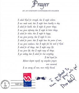 Prayer CSA Soldier FDC #1825 VA Veterans Administration Max Cleland  1980