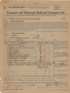 Ephemera: 1910s to 1940s - Tonopah & Tidewater Railroad Archive