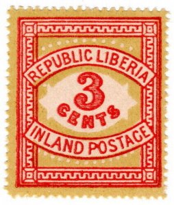 (I.B) Liberia Postal : Inland Postage 3c