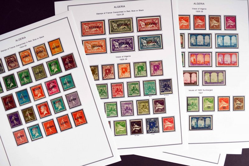 COLOR PRINTED FRENCH ALGERIA 1924-1958 STAMP ALBUM PAGES (29 illustrated pages)